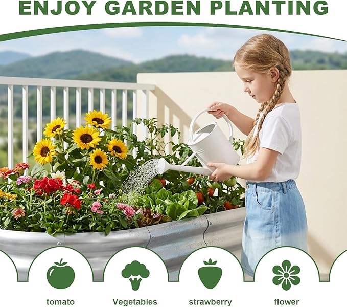 AHEONLAR 3 Pack 4×2×1.5ft Galvanized Raised Garden Bed Outdoor, Sturdy Planter Boxes for Vegetables, Fruits, Flowers and Plants, Easy Assembly, Silver