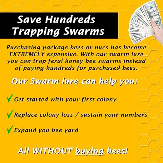 Swarm Lure - Scientific Formula Mimics Nasonov Pheromone - Honey Bee Swarm Attractant – Long Lasting 2 oz Spray Bottle