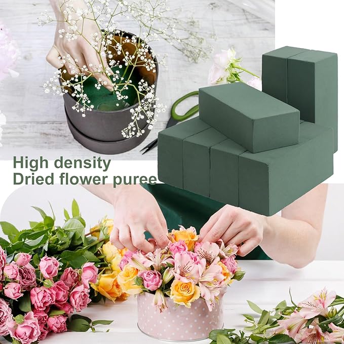 IHDYPPEW 16 PCS Green Floral Foam Blocks, 7.8"L x 2.4"W x 3.54"H Floral Foam for Flower Arrangements, Dry and Wet Florist Foam for Flowers, Flower Foam Bricks for Flowers Business, Outdoor, Weddings