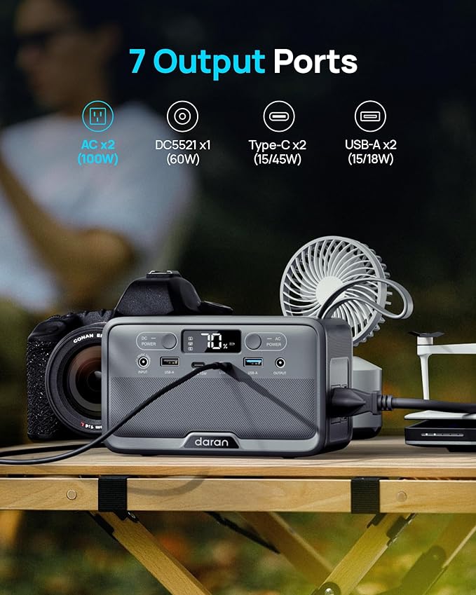 Portable Power Station 100W with 25W Solar Panel LiFePO4 Battery Power Bank with110V AC Outlets Solar Generator Fast Charging for Hurricane Emergency,Outdoor Use,Off-Grid traveling