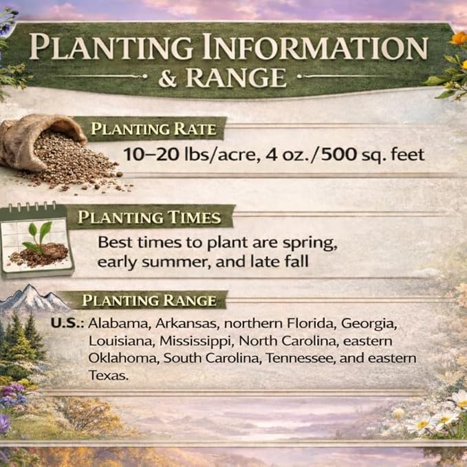 Northern Florida Bulk Perennial Wildflower Seed Mix 1lb Covers 2,000sq-ft - Attract Pollinators, Multi-Color Blooms - Southeast US Species Plant in Spring/Fall, Earth-Friendly Packaging (1 Pound)