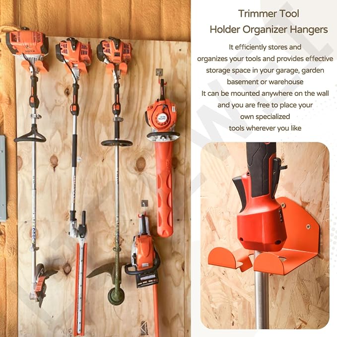 Mower Trimmer Utility Kit, Heavy Duty Weed Eater Rack, Weed Wacker Trimmer Line Holder (Adjust Width 4.5"-8.6"), Trimmer Tool Holder Organizer Hangers W/Hardware, and 3-Pcs Waterproof Trimmer Cover