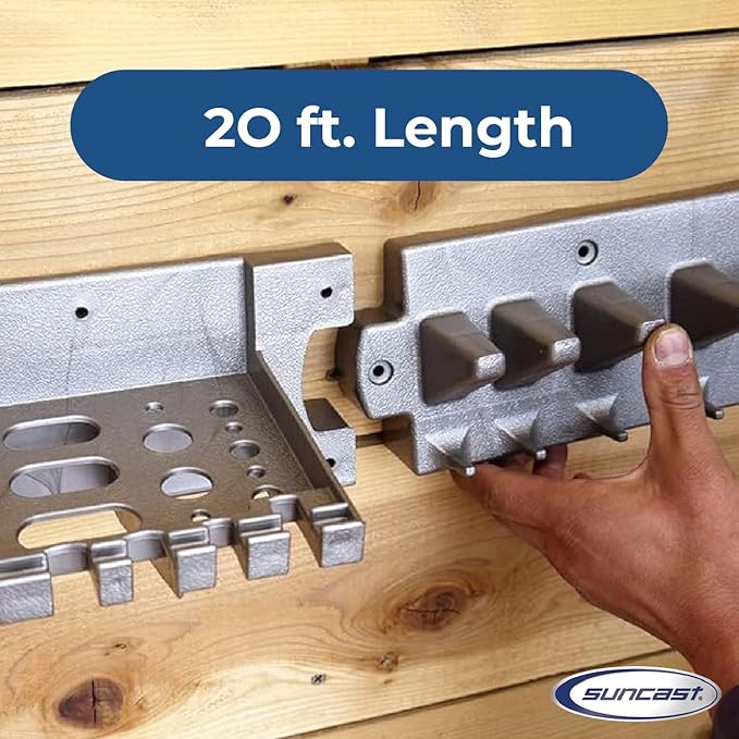 Suncast 4 Pack Wall Stud Mounted Garden Tool Hanger Organizer for Garage or Storage Space, 24 x 4.25 x 6 Inches, Holds Up to 6 Long Handled Tools