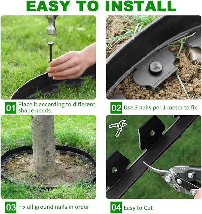 49FT Landscape Edging,1.5IN Tall Garden Edging Borders with 75pcs Stakes,Flexible Lawn Edging Border Kit,Mini Plastic Fence for Yard Flowerbeds,Grass