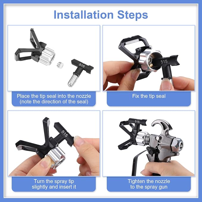 22Pcs Airless Paint Sprayer Gun Kit, 3600PSI Spray Gun with 50Ft x 1/4“ NPT Airless Paint Sprayer Hose & 6Pcs Reversible Spray Tips & Guide Tool & 4Pcs Extension Wand & 6Pcs Filters