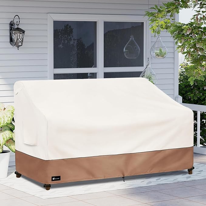 Outdoor Couch Cover for Patio Furniture - Heavy Duty Waterpoof All-Weather 3-Seater Patio Sofa Cover, 85"x38"x35" (Beige)