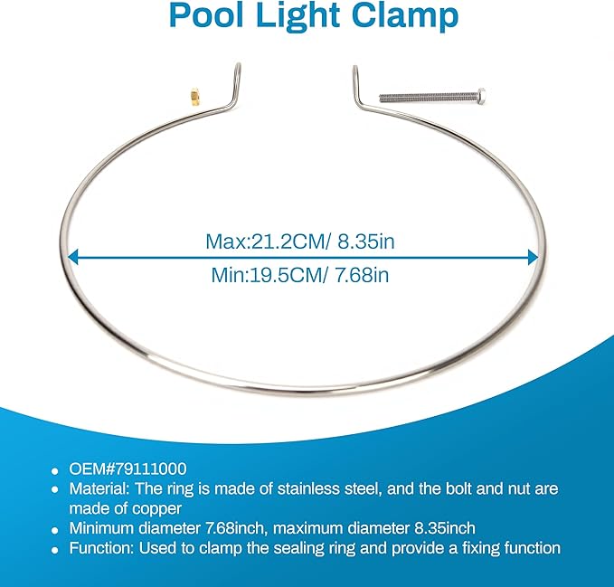 10'' Pool Light Maintenance Kit, Fixing Clamp 79111000,Sealing Ring 79101600Z, Stainless Steel Face Ring 79110600, Suitable for Maintenance and Replacement of 10 Inch Pool Lights