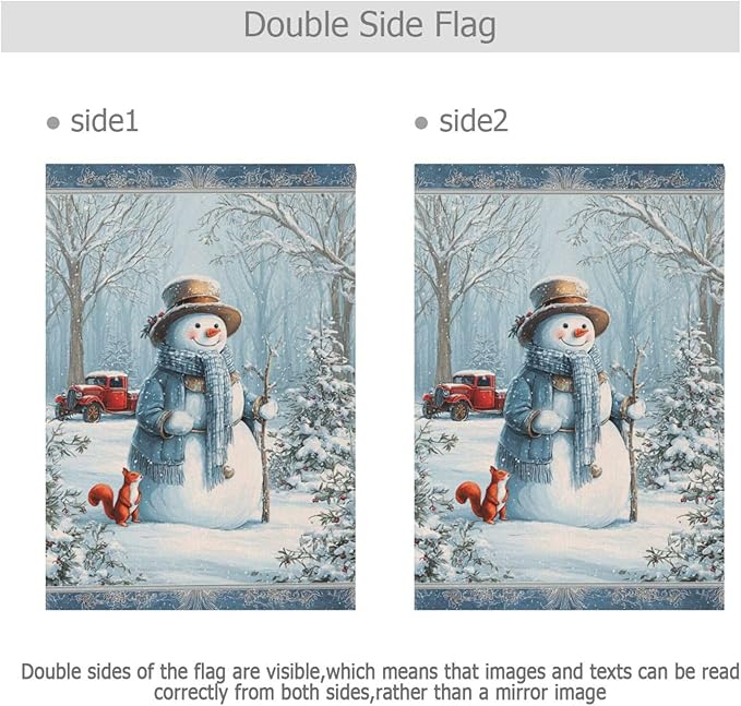 Pfrewn Christmas Winter Garden Flag 12x18 Double Sided Snowman Squirrel Snow Forest Small House Yard Flags Welcome Seasonal Outdoor Indoor Banner for Xmas Holiday Yard Home Decoration