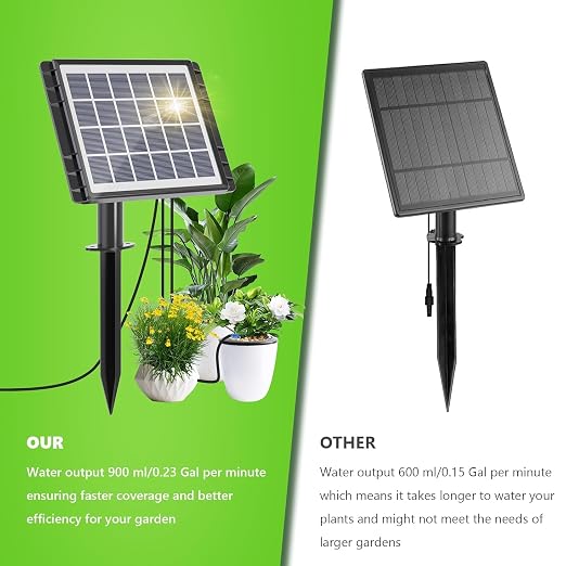 82FT Solar Drip Irrigation System, Auto Watering Kit for 30 Pots, Solar-Powered Plant Watering, 25 Timer Modes, 900ml/min Flow Indoor/Outdoor Garden, Balcony & Patio Irrigation System