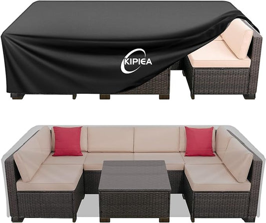 Kipiea Outdoor Furniture Covers Waterproof, 420D Heavy-Duty Patio Furniture Set Covers, No Tears Anti UV No Fading (95" L x 72" W x 40" H)