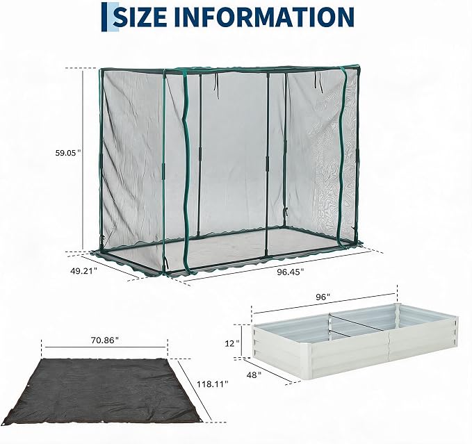 6x3x1Ft Galvanized Raised Garden Bed Kit w/Self Watering Irrigation & Mesh Cover, Metal Bottomless Raised Planter Box for Veggies Herbs Flowers, Rustproof Elevated Garden Bed Backyard Patio Farm