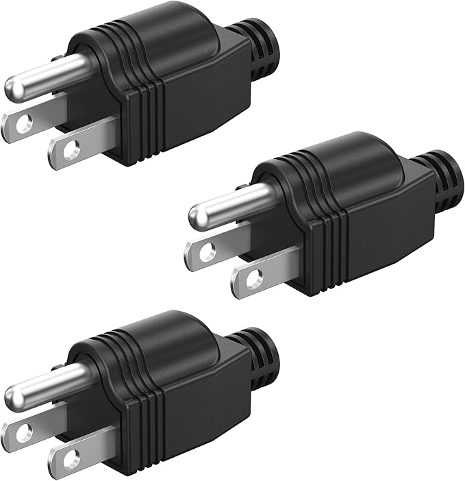 NEMA 5-15P Electrical Replacement Plugs End, Extension Cord Ends 125V 15A 2Pole 3Wire Male Plug，Ground Neutral Generator Plug，3 Prong Power Replacement Type (3)