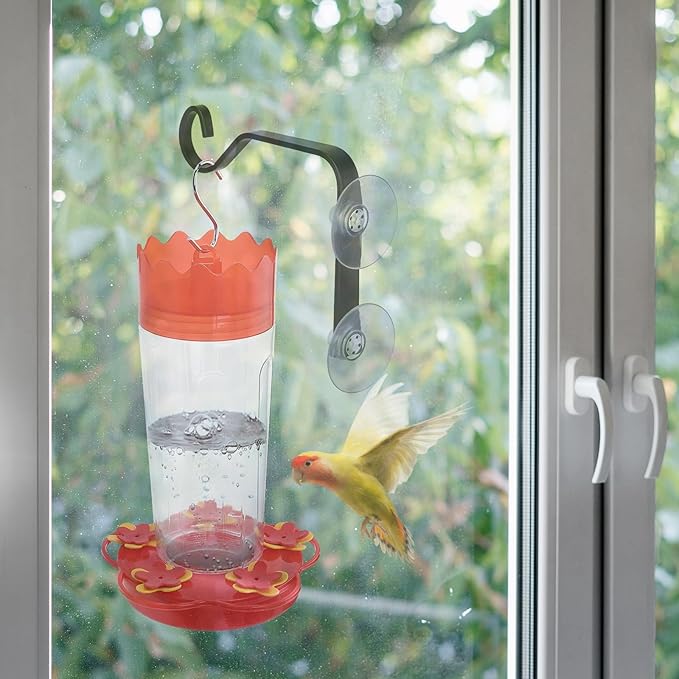 Heavy-Duty Window Suction Cup with Hanger, Window Mounted Wildlife, Hummingbird, Bird Feeders, Decorative Birdhouses, Wind Chimes & Plants, Strong Load-Bearing Hanging Hook (4)