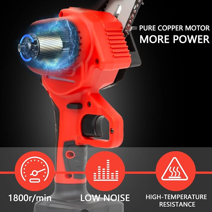RKK Mini Chainsaw Cordless, 6 Inch + 8 Inch Portable Electric Chainsaw, Handheld Chain Saw with 2x Big Batteries Pruning Shears for Gardening, Courtyard, Household (MINI CHAINSAW + 2 Batteries)