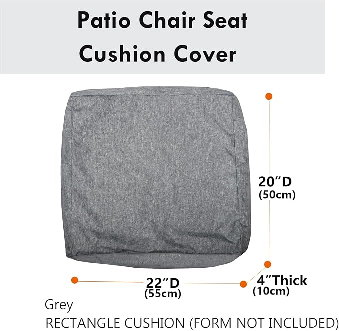Patio Seat Cushion Covers,Washable Slip Covers Replacement,Waterproof Outdoor Furniture Chair Cushion Pillow Seat Cover for Couch,Garden,Sofa,Gray,22"×20"×4"(4 Covers Only)