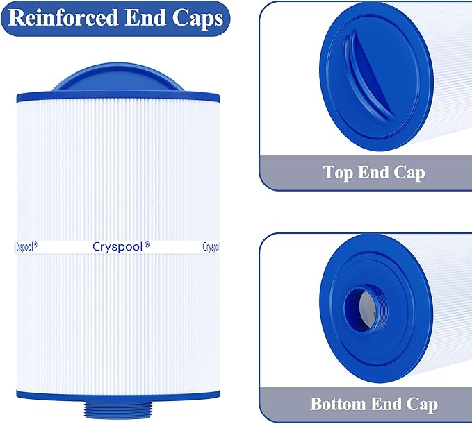 Cryspool® 05015 Spa Filter Compatible with 5CH-35, PMAX50P4, PAS35P, Maax 104309, FC-0300, 35 Sq. Ft hot tub Filter Cartridge, 1 1/2" MPT, 2 Pack