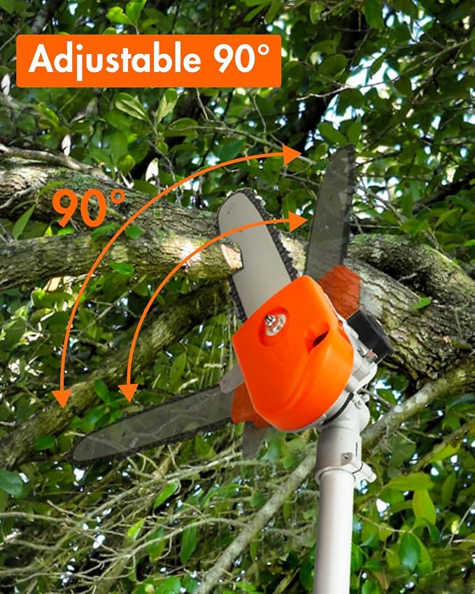 NEO-TEC 26CC Gas Pole Saw 6.9-9.5 FT Pole Chainsaw for Tree Trimming with 2.67 FT Extension Pole | 10" Chain Saw,90°Adjustable Head, Automatic Lubrication | Cuts Limbs Up to 8 Inches Thick