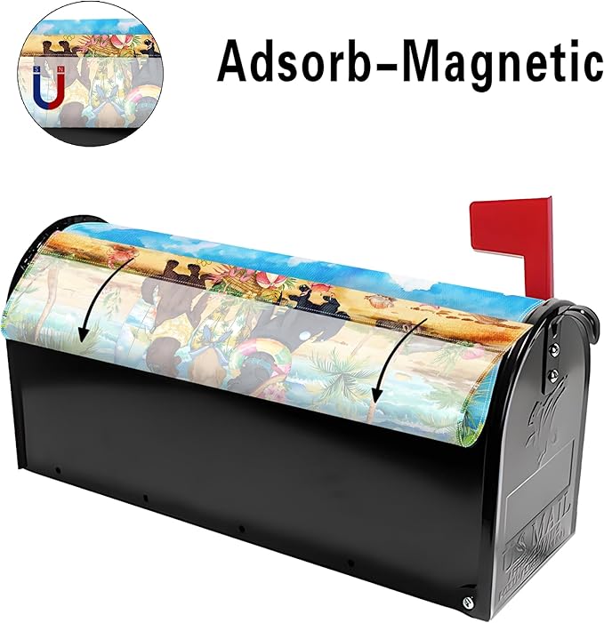 Summer Dog Mailbox Covers Magnetic Hello Summer Mailbox Cover Seasonal Post Letter Box Cover for Garden Yard Decor 25.5x21 Inch