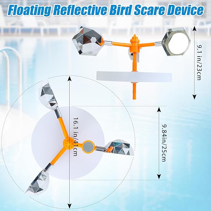 Duck Deterrent for Pool Floating Reflective Bird Scare Device, Automatic Swinging, Keep Birds Ducks Away from Your Backyard, Pool, Boat and Garden Roof