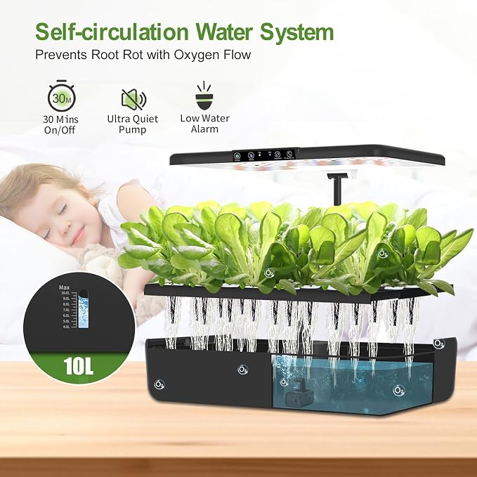 22 Pods Hydroponics Growing System with LED Grow Light, Indoor Herb Garden Kit for Vegetables, Lettuce, Strawberries, Fruits & Flowers, Automatic Light Modes, No Seeds Included