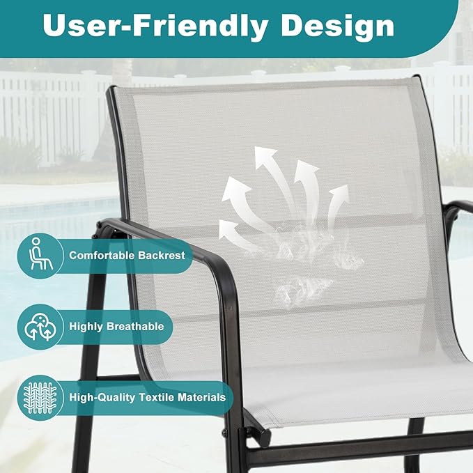 DUMOS 3 Piece Patio Furniture Set，Outdoor Patio Furniture Set with Table, Patio Sectional Bistro Sets for Lawn, Garden, Balcony, Poolside
