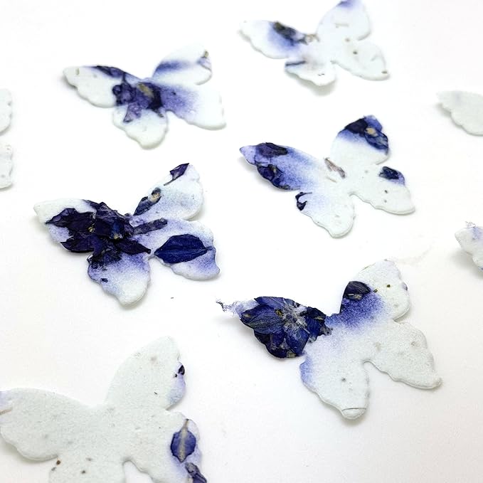 50pcs Small Purple Butterfly Seed Paper – Writable & Plantable Wildflower, Mom's Gift for Mother’s Day, Use for Wedding, Baby Shower, Party Favors & Easter Decorations
