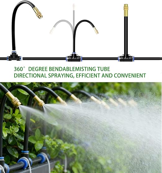 Drip Irrigation System，360° Bendable Drip Irrigation Kit Automatic Irrigation System for Garden, Adjustable Garden Watering Misting System for Greenhouse, Yard, Lawn, Plant(49.21FT)