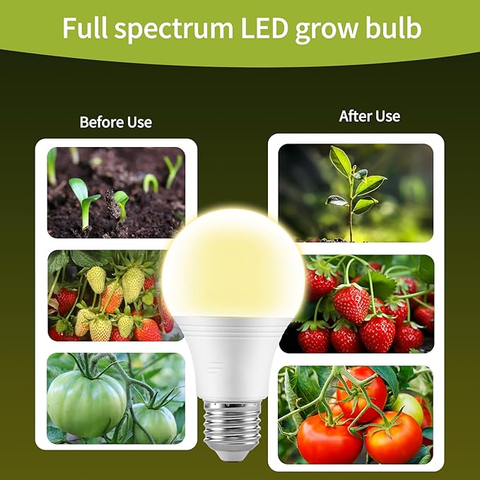 GT-Lite LED Plant Grow Light Bulbs Full Spectrum with 13.09 PPF, A19, E26 Base for Indoor Outdoor Plants