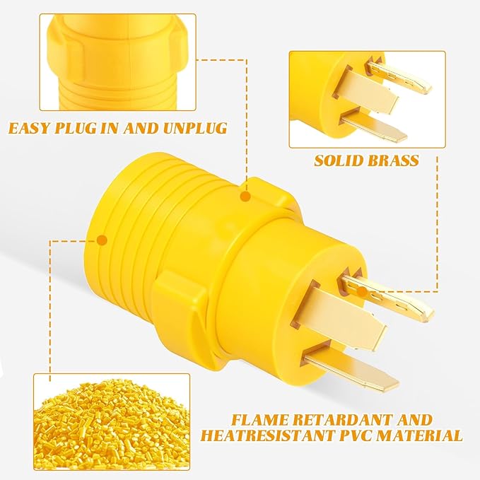 Kanayu NEMA 10-30P to L14-30R 3 Prong 30 Amp Dryer Adapter, 3 Prong Old Dryer Outlet to Welder Locking Plug Adapter Oven Stove Generator EV Charger