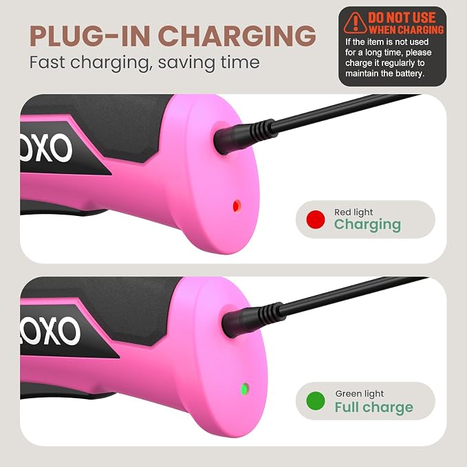 VLOXO Cordless Electric Scissors, Rechargeable Rotary Cutter for Cardboard Leather Fabric Plastic Canvas with Safety Lock, Multi-Purpose Cutting Tool with Replacement Blades and Charger (Pink)
