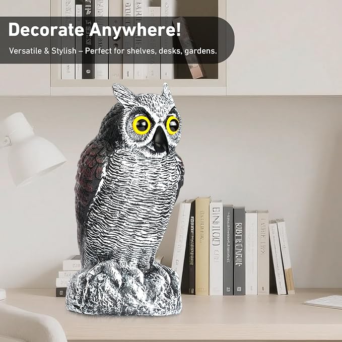 3-Pack Realistic Owl Statues for Outdoor Decor – Garden, Yard, Patio Decoration – Lifelike Bird Sculpture for Bird Control