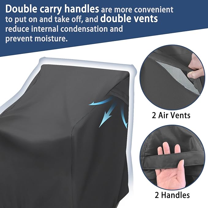 2 Pack Patio Rocking Chair Covers – 420D Waterproof Oxford, All Weather Outdoor Furniture Protector with Handles Air Vent, Black (27.5" L x 32.5" D x 39" H)
