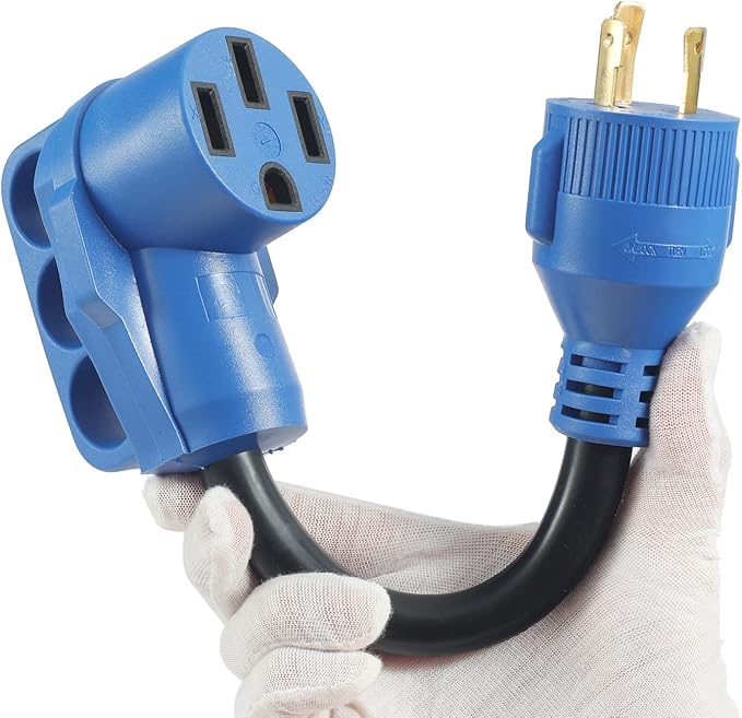 Generator to RV Adapter Cord NEMA L5-30P to 14-50R,30 Amp Male to 50 Amp Female Dogbone Power Adapter,Rated 125V 30A Max for RV Camping and Emergency,12 Inch 10/3 AWG