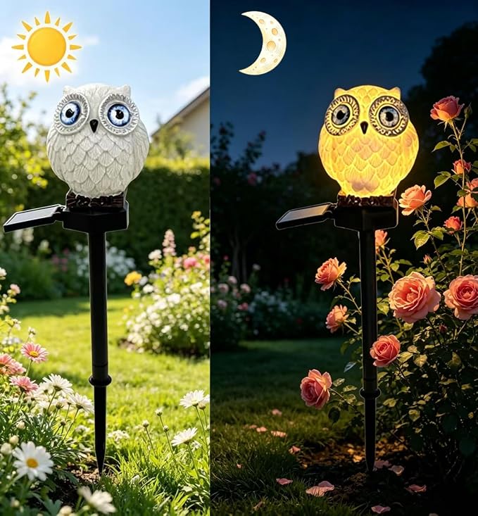 Solar Garden Lights Outdoor Waterproof，Cute owl-Shaped Decorative Lamp for Balcony, Terrace, Lawn, Garden, Courtyard.