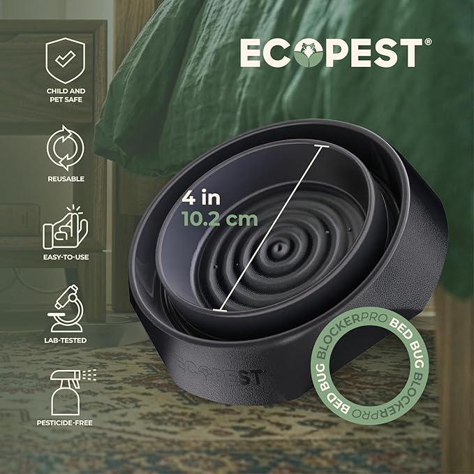 Bed Bug Interceptors - 12 Pack | Bed Bug Blocker (Pro) Interceptor Traps (Black) | Eco Friendly Insect Trap for Bed Legs | No Chemicals or Pesticides | Monitor, Detector, and Trap for Bed Bugs