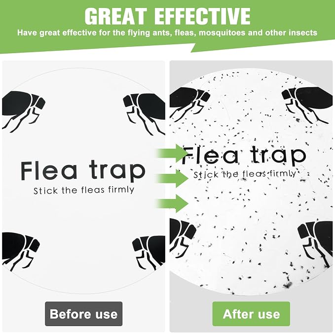 Flea Trap for Inside Your Home - Flea Trap Refill Discs,7.1 Inch Natural Sticky Glue Boards 14 Packs,Non-Toxic Refill Glue Pad Replacement Mat (Light White)