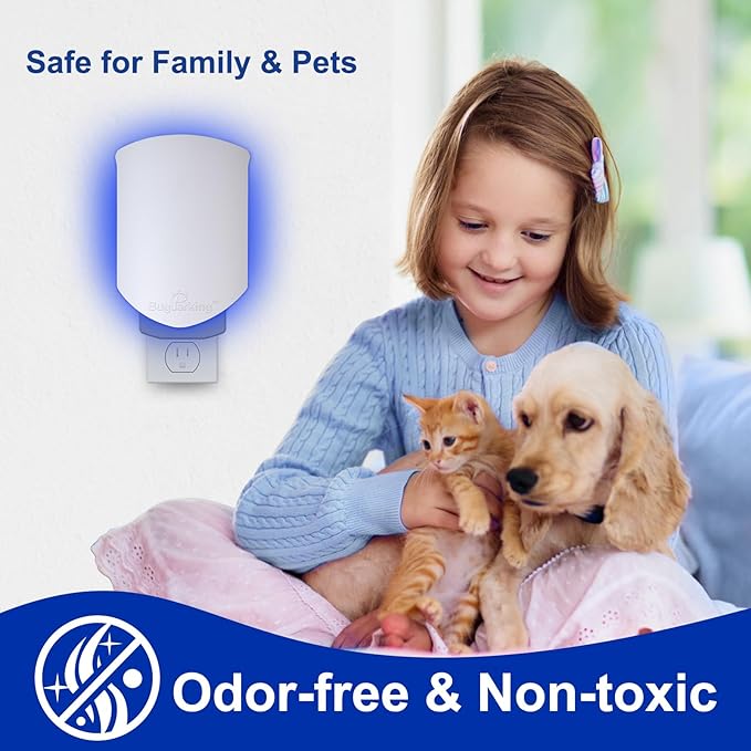 Flying Insect Trap, Plug-in UV Light for Gnats, Fruit Flies and Houseflies, Silent Sticky Catcher for Indoor Use, 1 Device & 5 Refills