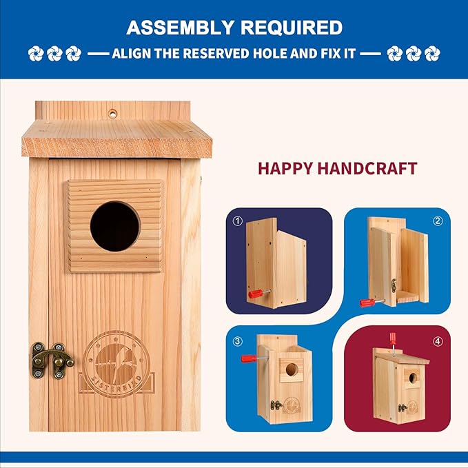SISTERBIRD Bird Houses for Outside 1-1/2" Entrance Hole Cedar Wild BirdHouses with Wood Guard Outdoor Bluebird Wren Swallow Finch Assembly Required
