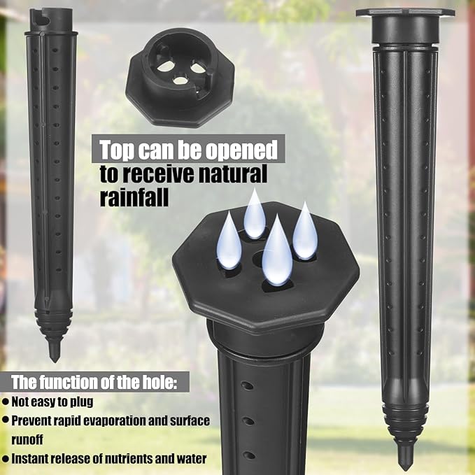 Briwooody 8 Pack Garden Plant Watering Stake Large UV-Protected ABS Plastic Deep Root Irrigation Spike for Trees, Shrubs, Bushes, Shrubs, Flowers, Fruits, Vegetables, Potted Plants (14 Inch)