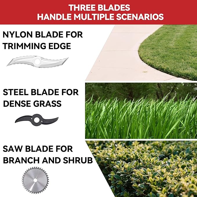 20V Cordless Weed Wacker with Brushless Motor, Electric Weed Wacker Battery Powered, 3-in-1 Brush Cutter & Edger & Lawn Mower with 5.2Ah Battery and Charger, 30+Mins, K&GO Force (One Battery)