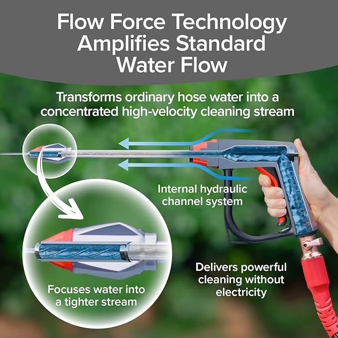 Pocket Hose Arrow, AS SEEN ON TV, Adjustable Spray Nozzle from Powerful Jet Stream to Gentle Garden Watering, Flow Force Tech, 4 Precision Tips, Rust-Resistant, Non-Slip Handle, Great for Car Wash