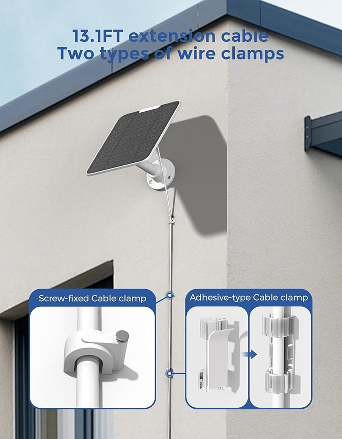 Solar Panel Compatible with SimpliSafe Outdoor Camera Series 2 Wireless, 5W Solar Panel with 13.1ft Charging Cable for Outdoor Battery Powered Security Camera with Wall Mount（Not Include Camera）