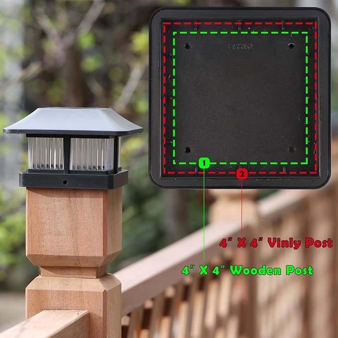 Dynaming 4x4 Solar Post Cap Lights Outdoor with 2 Color Modes, Fence Post Solar Lights Black Shell Brightness LED Lantern Lamps Waterproof for Garden Deck Patio, Fit 4x4 Wooden/Vinyl Posts, 6 Pack