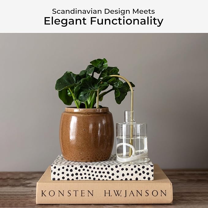 Beautiful Self-Watering Wick System for Effortless Plant Care, Automatic Drip Irrigation, Sustainable & Stylish Scandinavian Design, Ideal for House Plants (S, Beige Sand)