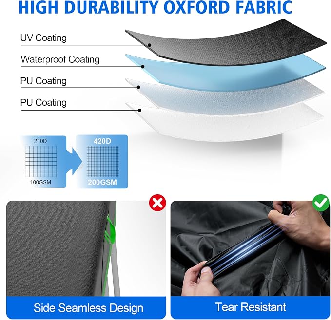 9x18 ft Rectangular Pool Cover for Above Ground Pools, 420D Rectangle Solar Pool Cover with Sturdy Strap Tensioner & Reflective Handles, Enhance Windproof, Tear & UV Resistant, Weather Protection