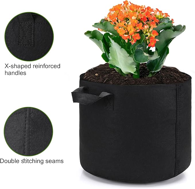24-Pack 3 Gallon Grow Bags, Heavy Duty Aeration Fabric Pots with Handles for Garden and Planting, Pots for Plant