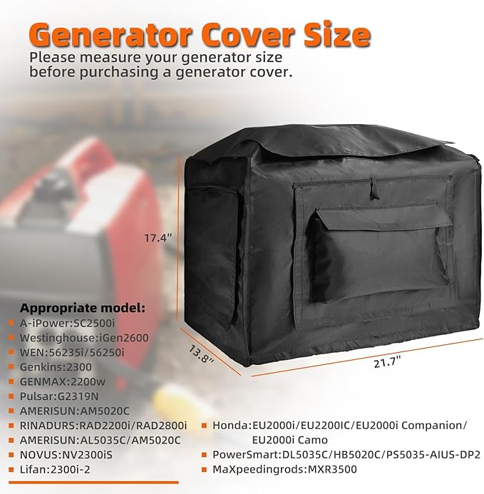 Joramoy Generator Cover While Running,Opened Double-layer 600D Portable Generator Tent for Outside Honda EU2000i EU2200IC,Waterproof,Heavy Duty