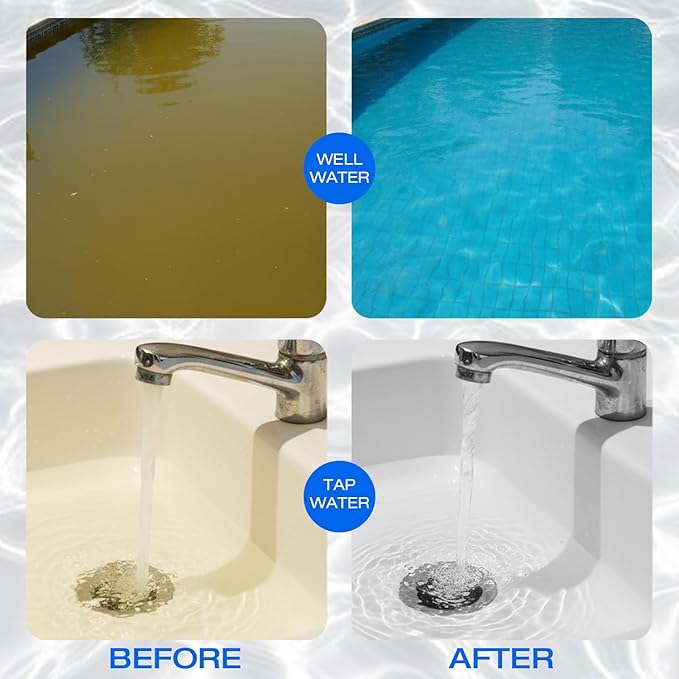 H&G lifestyles Garden Hose Filter for Pool Filling, Iron Removal Water Filter for Hot Tub & Spa, Reduces Calcium & Sediment, 3/4" GHT Adapter, 50,000 Gallons