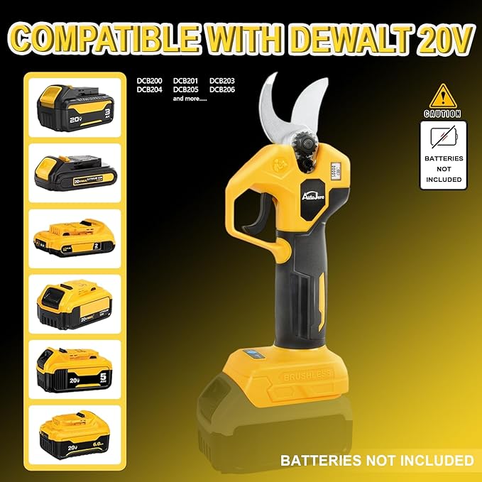Electric Pruning Shears Compatible with Dewalt 20V Battery Brushless Electric Shears with LCD Display 0.8-1.2 Inch Cutting Diameter for Gardening, Branch, Tree Trimming (NO Battery)