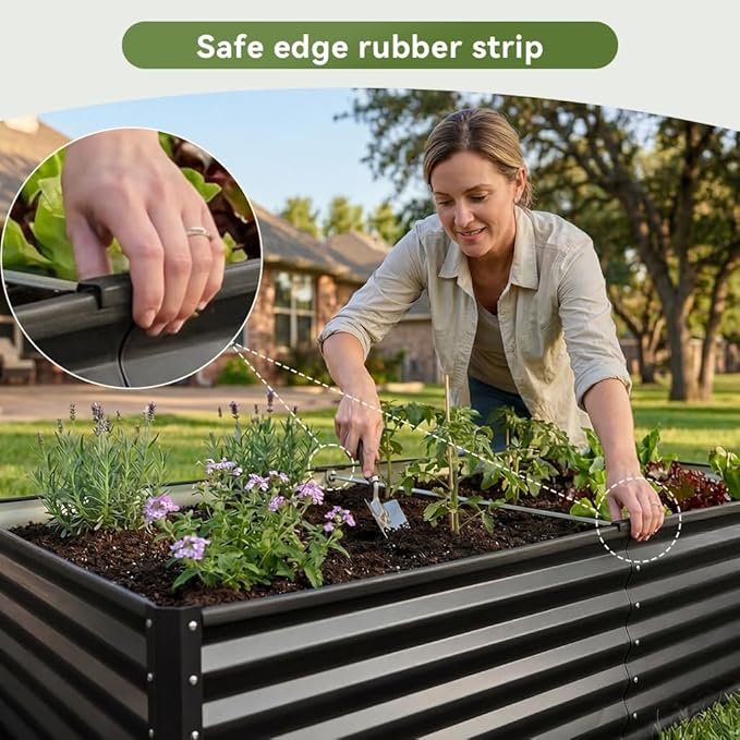 COMHOMA Galvanized Raised Garden Bed,8x4x2ft Large Metal Planter Box for Outdoor Vegetables,Corrugated Steel Herbed Plants Container,Extra Deep Gardeners Kits with Open Bottom